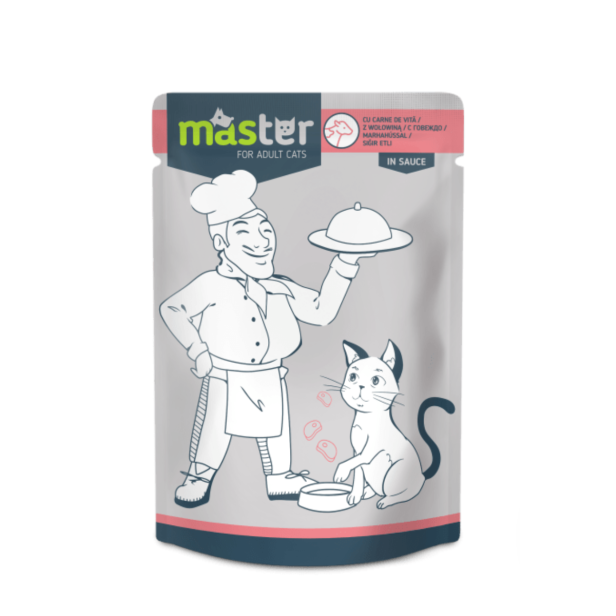 Mokra karma dla kotów z wołowiną 80g Master