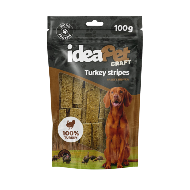 Paski z indyka 100g, przysmak dla psa ideaPet Craft