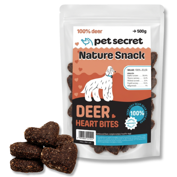 Serduszka z jelenia 500g, przysmak dla psa Pet Secret