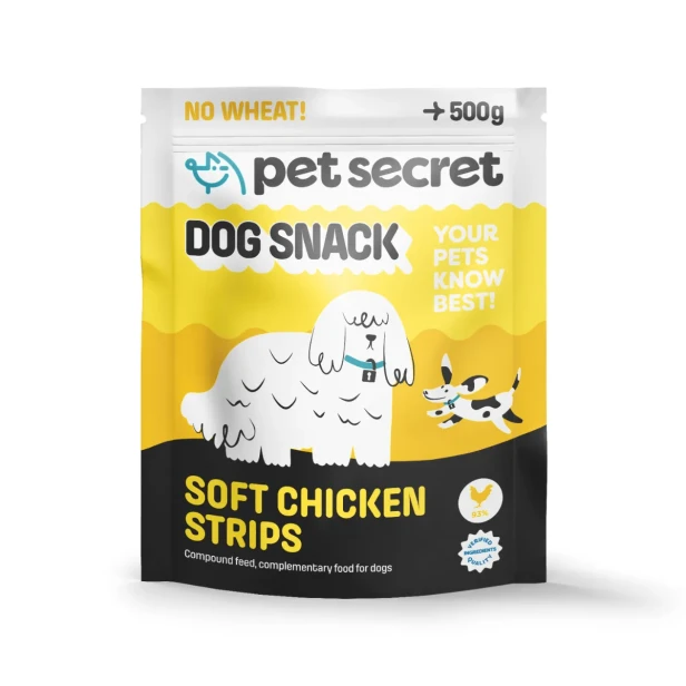 Miękkie paski z kurczaka Pet Secret 500 g – smakowity przysmak dla psa w dużym, ekonomicznym opakowaniu.