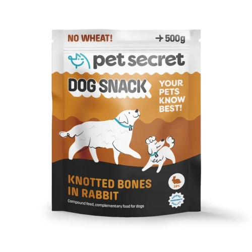 Kostki w króliku Pet Secret 500 g – naturalny przysmak dla psa w wygodnym, szczelnym opakowaniu.