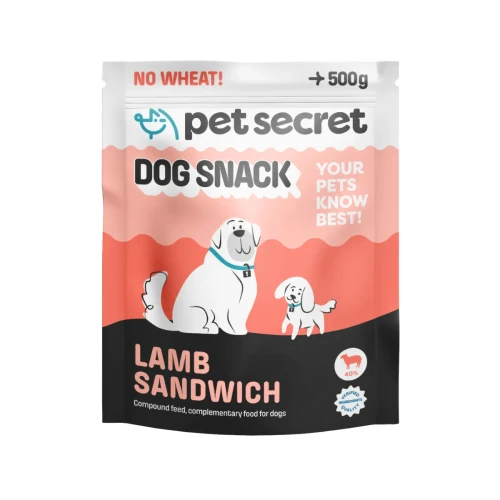 Paski z jagnięciną Pet Secret 500 g – aromatyczny i smakowity przysmak dla psa w praktycznym opakowaniu.