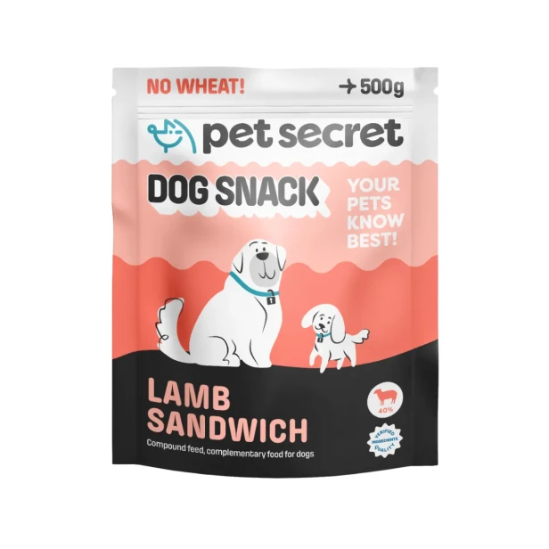 Paski z jagnięciną Pet Secret 500 g – aromatyczny i smakowity przysmak dla psa w praktycznym opakowaniu.