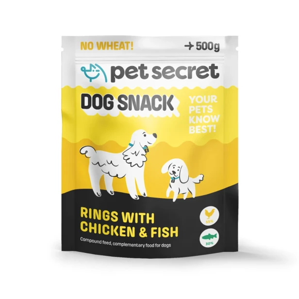 Pierścienie z kurczakiem i rybą 500g, przysmak dla psa Pet Secret