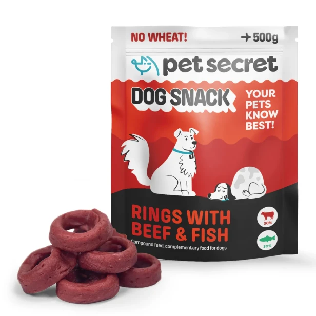 Pierścienie z wołowiną i rybą 500g, przysmak dla psa Pet Secret