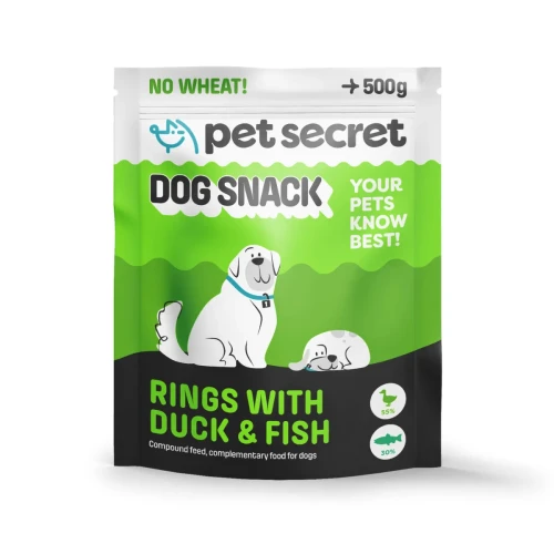 Pierścienie z kaczką i rybą 500g, przysmak dla psa Pet Secret