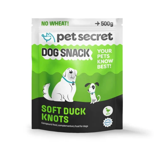 Miękkie węzełki z kaczki Pet Secret 500 g – smakowity i miękki przysmak dla psa w praktycznym opakowaniu.