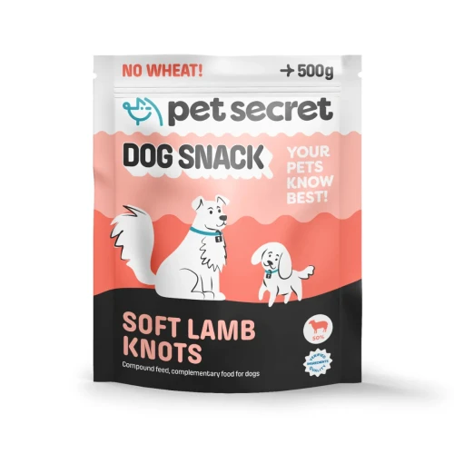Miękkie węzełki z jagnięciną Pet Secret 500 g – smakowity i miękki przysmak dla psa w wygodnym opakowaniu.