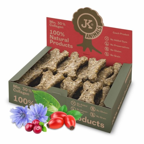 Kość naturalna z owocem dzikiej róży, żurawiną i zieloną herbatą 10 cm, gryzak dla psa JK Animals 27 szt. / 650 g
