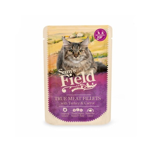 Mokra karma dla kota dorosłego – indyk z marchewką 85 g Sam’s Field
