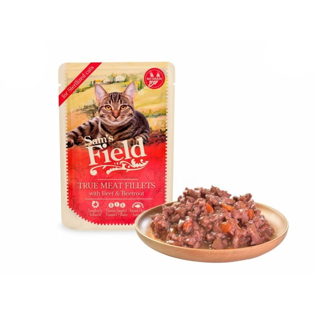 Mokra karma dla kota kastrowanego wołowina z burakiem 85 g Sam’s Field