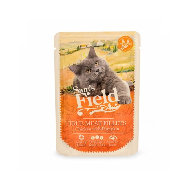 Mokra karma dla kota dorosłego z kurczakiem i dynią 85 g Sam’s Field