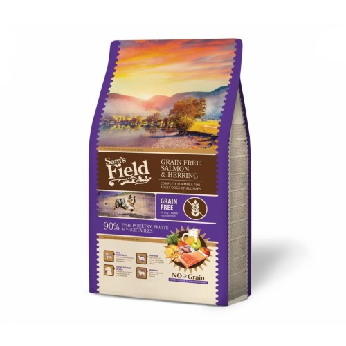 Sucha karma dla psa dorosłego – łosoś i śledź 2,5 kg Grain Free Sam’s Field