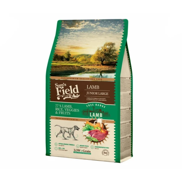 Sucha karma dla młodego psa dużej rasy jagnięcina Free Range 2,5 kg Low Grain Sam’s Field