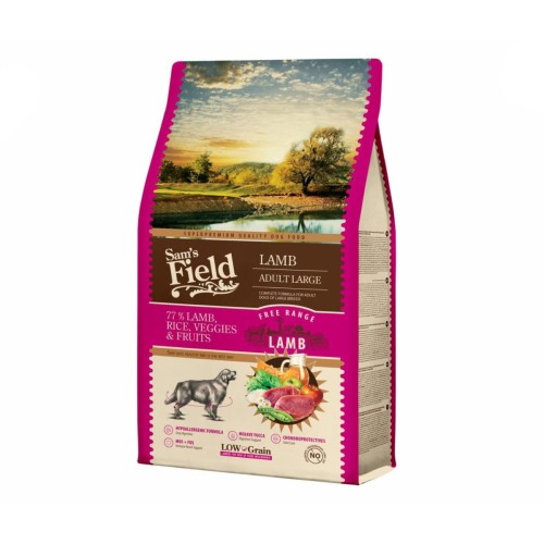 Sucha karma dla psa dorosłego dużych ras – jagnięcina z ryżem 2,5kg Low Grain Sam’s Field