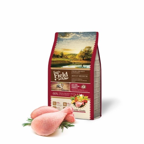 Sucha karma dla psa dorosłego średnich ras – kurczak i ziemniaki 2,5 kg Low Grain Sam’s Field