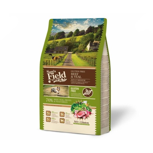 Sucha karma dla psa dorosłego średnich ras – wołowina i cielęcina 2,5 kg Gluten Free Sam’s Field