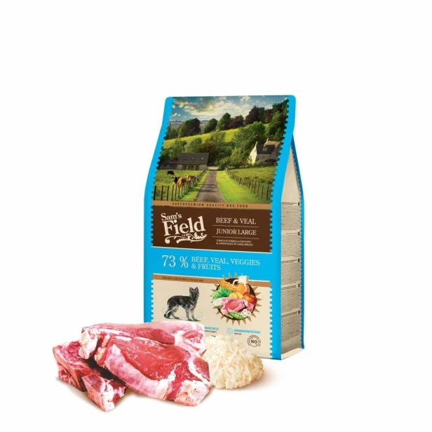 Sucha karma dla psa junior dużych ras – wołowina i cielęcina 2,5 kg Gluten Free Sam’s Field