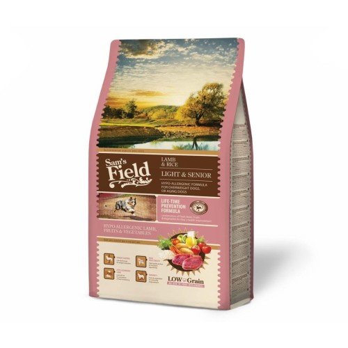 Sucha karma dla psa seniora – jagnięcina i ryż Light &amp; Senior 2,5 kg Low Grain Sam’s Field