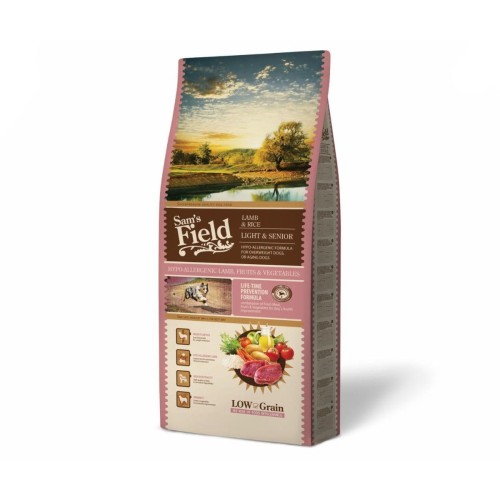 Sucha karma dla psa seniora – jagnięcina i ryż Light &amp; Senior 13 kg Low Grain Sam’s Field