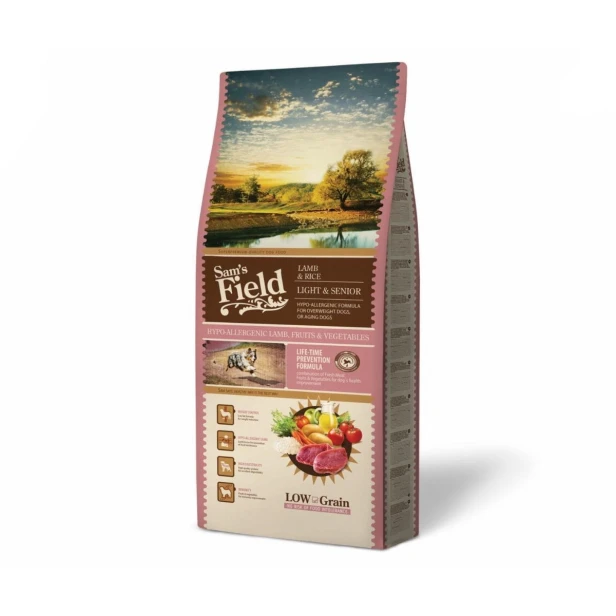 Sucha karma dla psa seniora – jagnięcina i ryż Light &amp; Senior 13 kg Low Grain Sam’s Field
