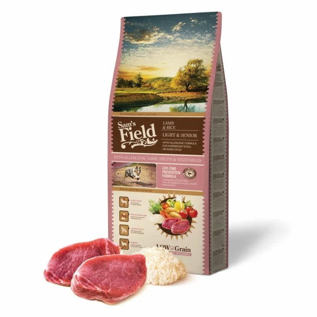 Sucha karma dla psa seniora – jagnięcina i ryż Light &amp; Senior 13 kg Low Grain Sam’s Field
