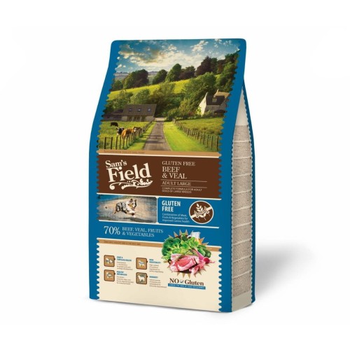 Sucha karma dla psa dorosłego dużych ras – wołowina i cielęcina 2,5 kg Gluten Free Sam’s Field