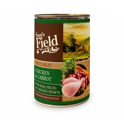 Mokra karma dla psa dorosłego – kurczak z marchewką 400g Sam’s Field