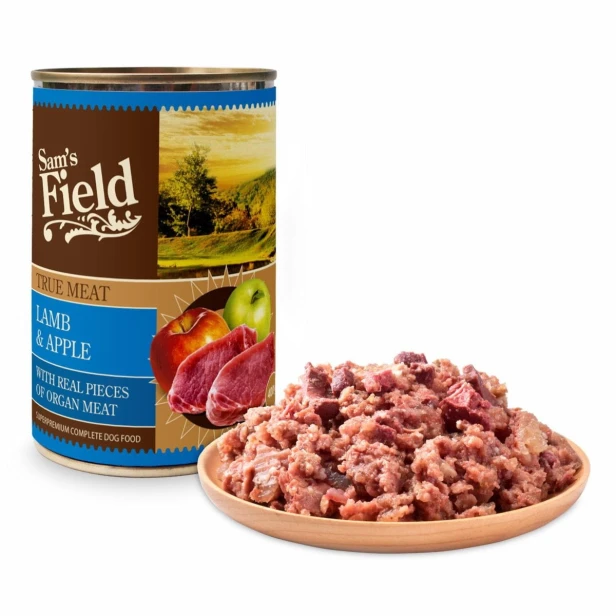Mokra karma dla psa dorosłego – jagnięcina z jabłkiem 400g Sam’s Field