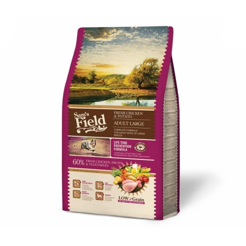 Sucha karma dla psa dorosłego dużych ras – kurczak i ziemniaki 2,5 kg Low Grain Sam’s Field