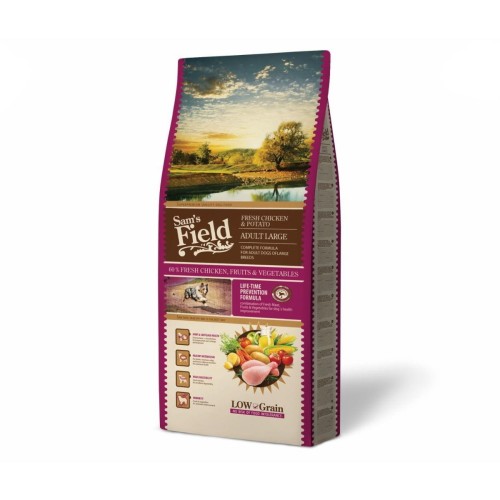 Sucha karma dla psa dorosłego dużych ras – kurczak i ziemniaki 13 kg Low Grain Sam’s Field
