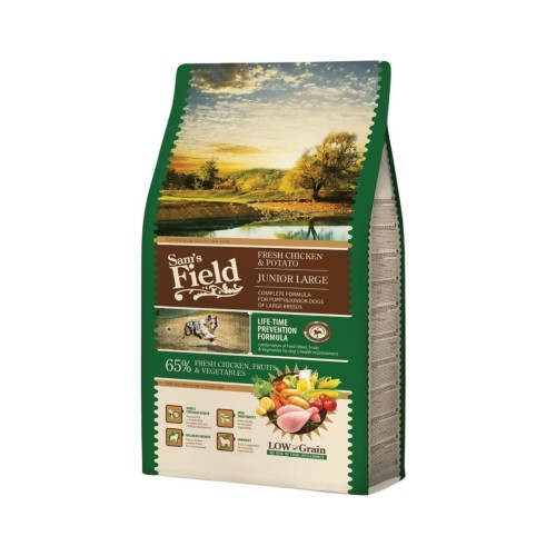 Sucha karma dla psa junior dużych ras – kurczak i ziemniaki 2,5 kg Low Grain Sam’s Field