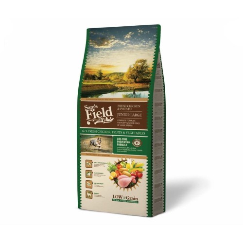 Sucha karma dla psa junior dużych ras – kurczak i ziemniaki 13 kg Low Grain Sam’s Field