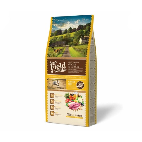 Sucha karma dla psa dorosłego dużych ras – gęś i indyk 13 kg Gluten Free Sam’s Field