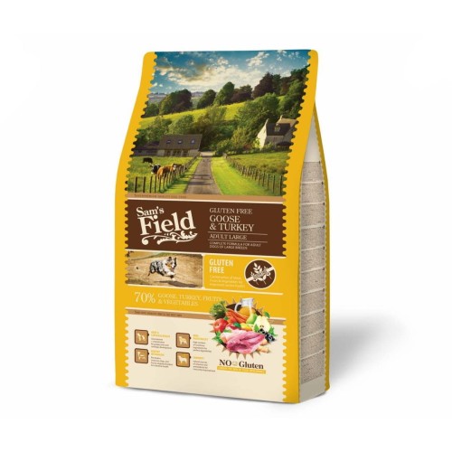 Sucha karma dla psa dorosłego dużych ras – gęś i indyk 2,5 kg Gluten Free Sam’s Field