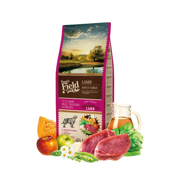 Sucha karma dla psa dorosłego dużych ras – jagnięcina z ryżem 13 kg Low Grain Sam’s Field