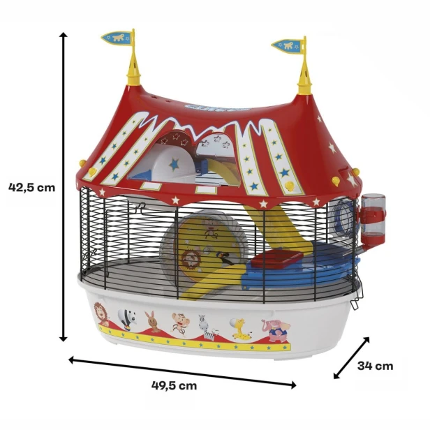Klatka dla chomika Circus Fun – kolorowa przestrzeń pełna zabawy 49,5x34x42,5cm
