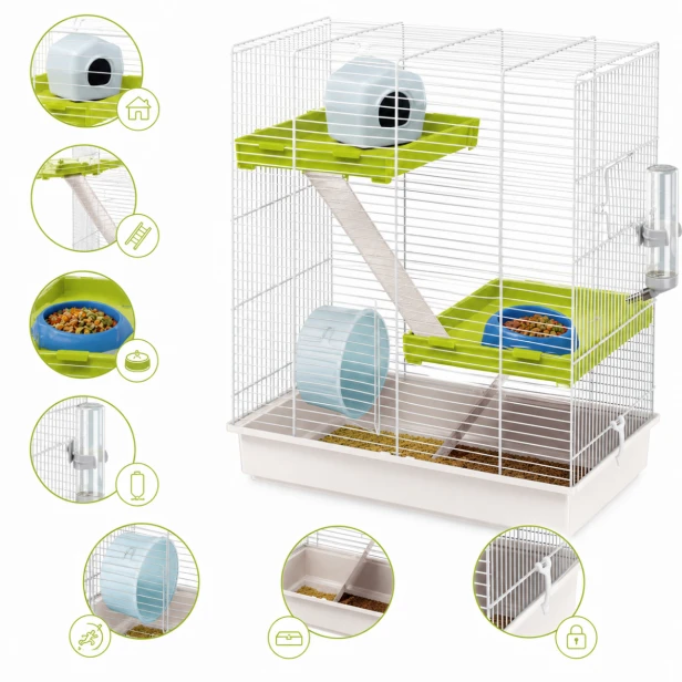 Klatka dla chomika Hamster Tris – pionowa przestrzeń pełna aktywności 46x29x58cm