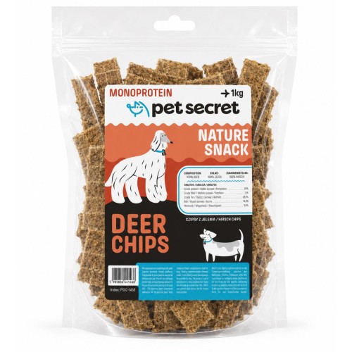 Pet Secret Nature Snack – Chipsy z jelenia 1 kg, przysmak dla psa