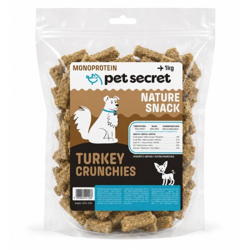 Pet Secret Nature Snack – Chrupki z indyka 1 kg, przysmak dla psa