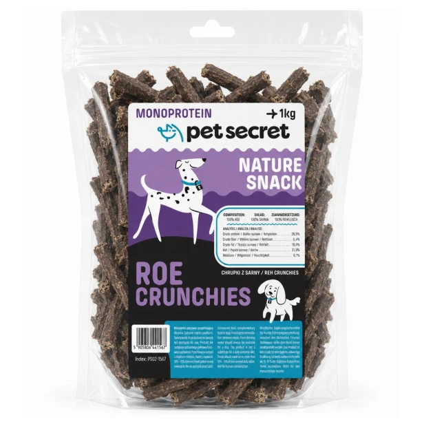 Pet Secret Nature Snack – Chrupki z sarny 1 kg, przysmak dla psa