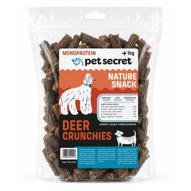 Pet Secret Nature Snack – Chrupki z jelenia 1 kg, przysmak dla psa