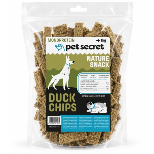 Pet Secret Nature Snack – Chipsy z kaczki 1 kg, przysmak dla psa