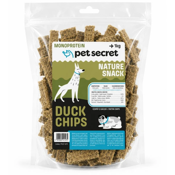 Pet Secret Nature Snack – Chipsy z kaczki 1 kg, przysmak dla psa