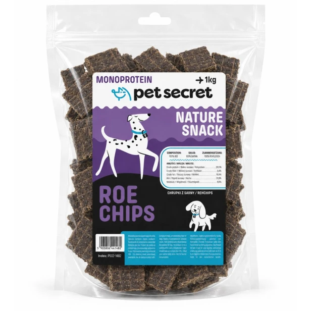 Pet Secret Nature Snack – Chipsy z sarny 1 kg, przysmak dla psa