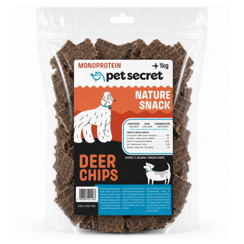 Chipsy z jelenia 1 kg, przysmak dla psa Pet Secret Nature Snack