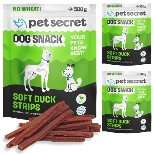 Miękkie paski z kaczki 3x500g, przysmak dla psa Pet Secret