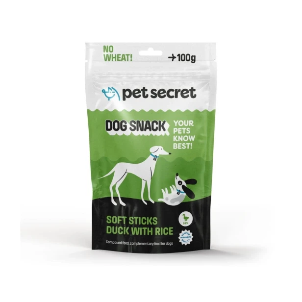 Opakowanie Paluszków z kaczką 100g Pet Secret – naturalny przysmak dla psa