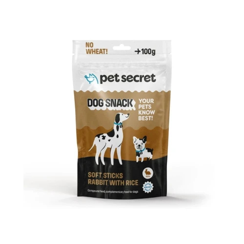 Opakowanie Paluszków z królikiem i ryżem 100g Pet Secret – naturalny przysmak dla psa