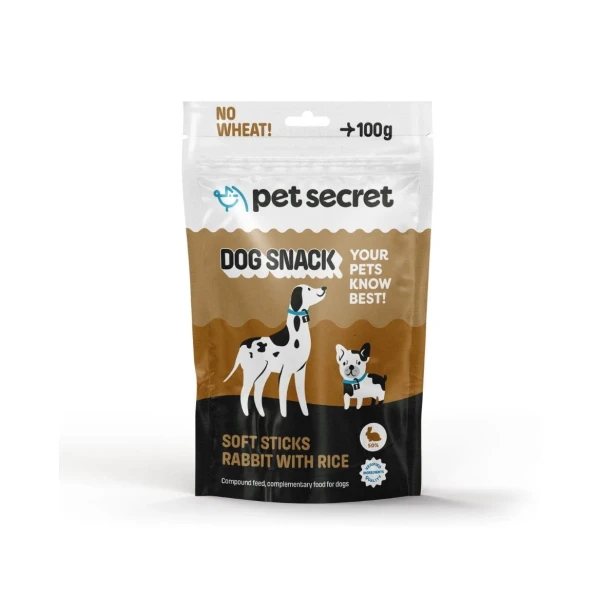 Opakowanie Paluszków z królikiem 100g Pet Secret – naturalny przysmak dla psa